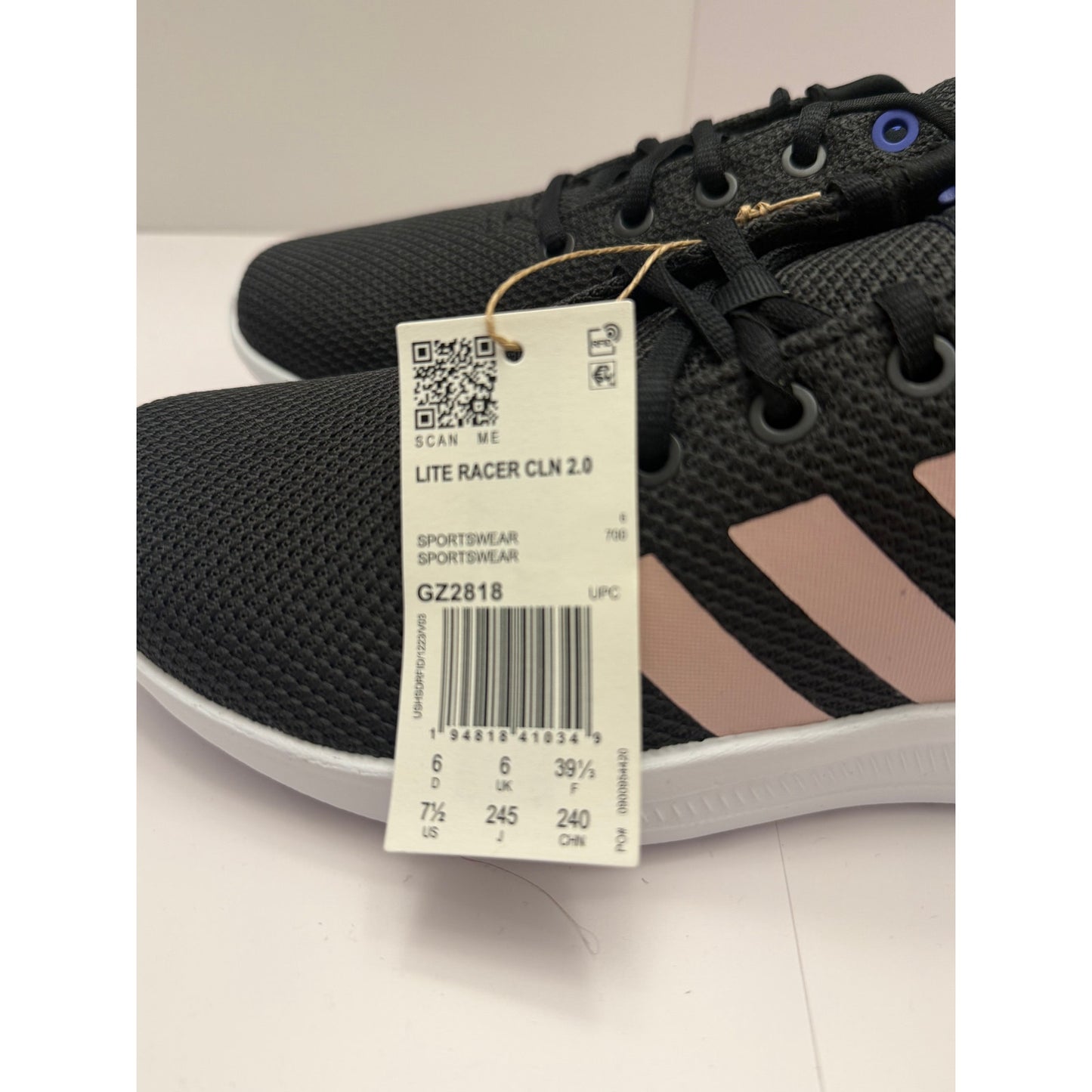 Adidas Lite Racer CLN 2.0 Sneakers – Black / Pink – Women’s 7.5