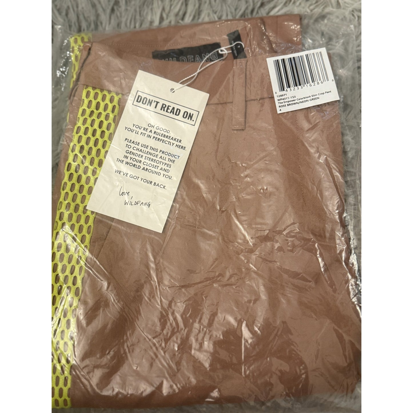 New WILDFANG Empower Colorblock Slim Crop Pant Rose Brown/Neon Green - Size 4