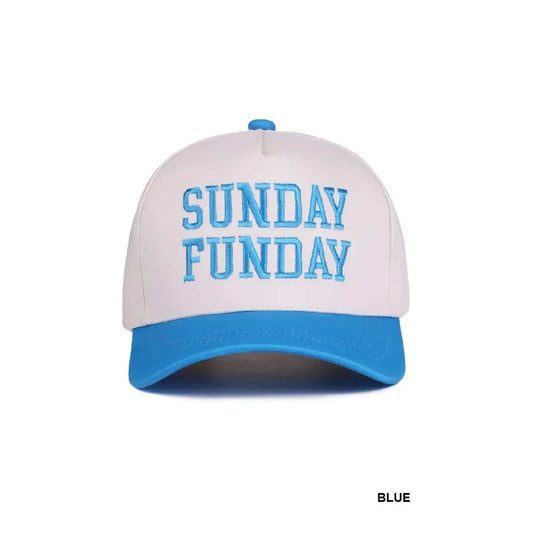 Sunday Funday Two Tone Canvas Cotton Trucker Hat - Multiple Colors