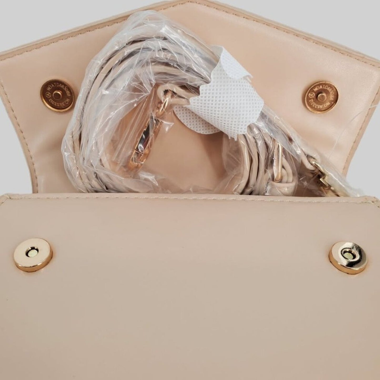 Christian Lacroix Laine Matte Patent Top Handle Crossbody Panna Cotta Beige