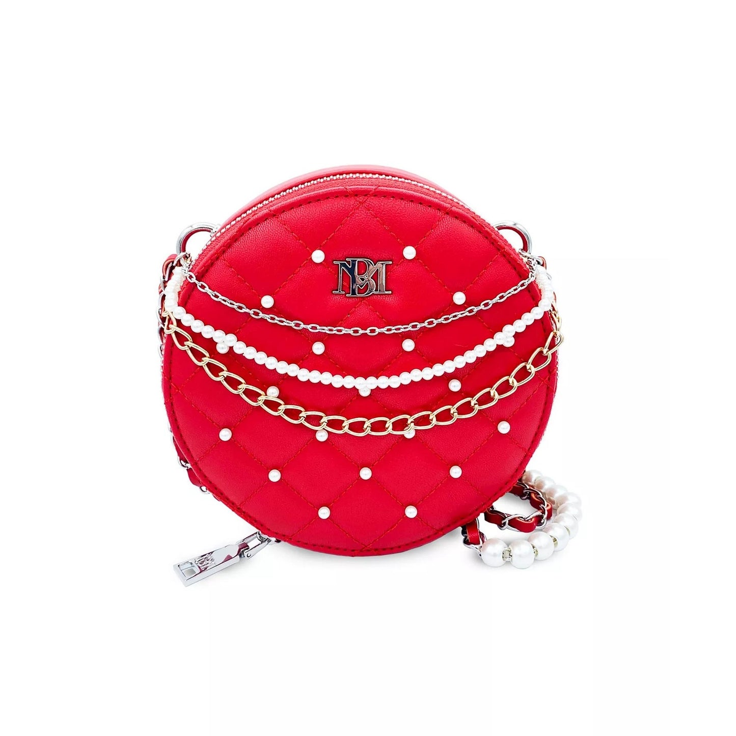 Badgley Mischka Diamond Round Shoulder Crossbody Purse in Coral