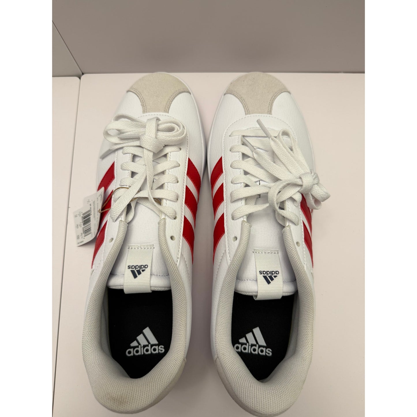 NEW Adidas VL Court 3.0 Sneakers – White / Red – Men’s Size 12