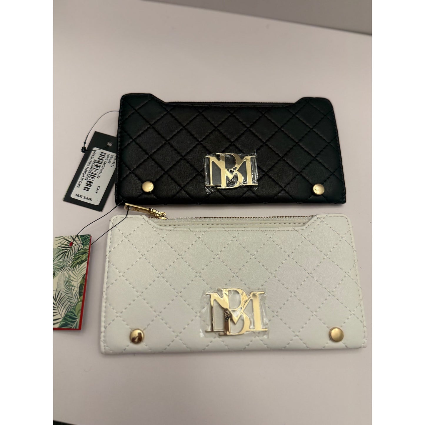 NWT 2 Badgley Mischa Quilted Card Wallets - White and Black