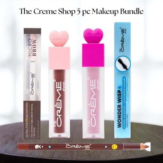 5pc Creme Shop Makeup Bundle - Blush, Lip Stain, Brow Pencil, Mascara, Lip Liner