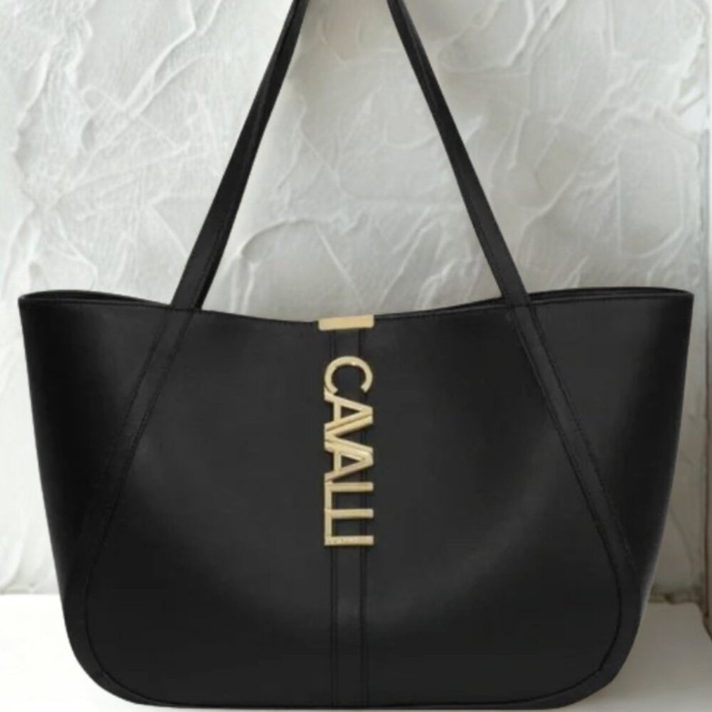Cavalli Class "Sandra Shopper" Black Tote with Gold Accents - NWT