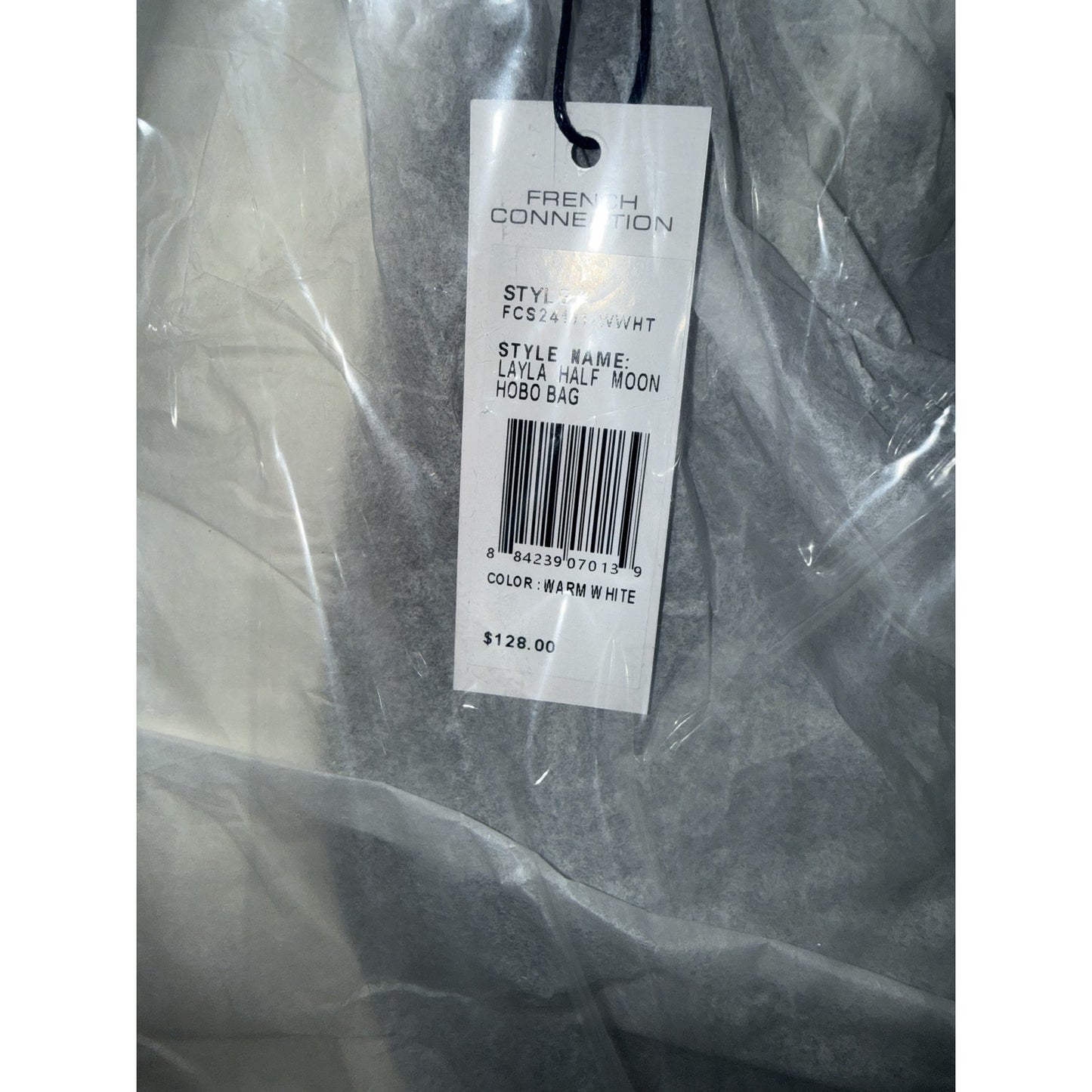 French Connection Layla Half Moon Hobo Bag - White - NWT