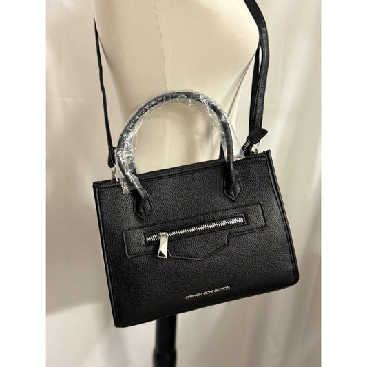 French Connection Black Top Handle Crossbody Bag with FREE Wristlet Set