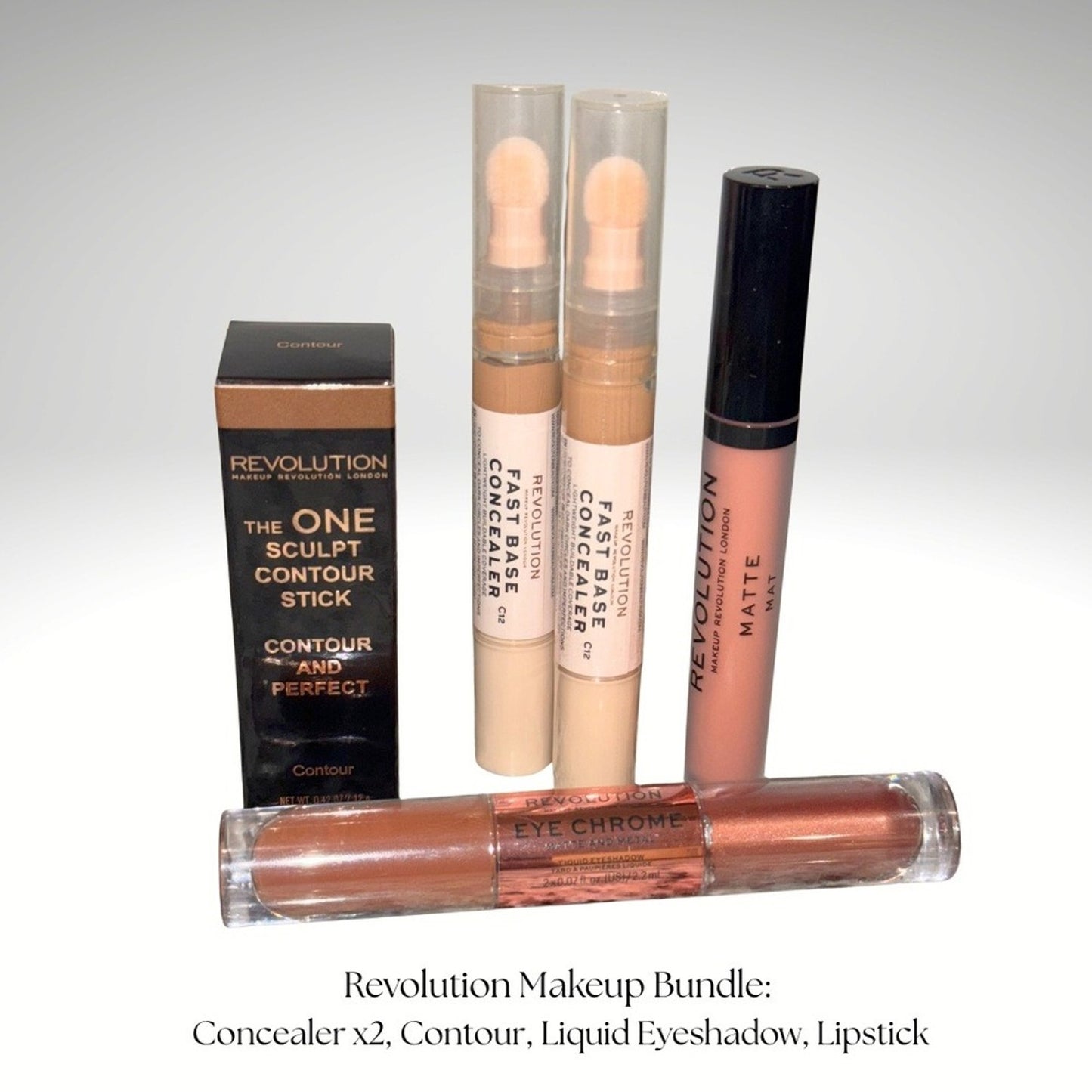 Revolution Makeup Bundle: Concealer, Contour, Eyeshadow, Lipstick - New