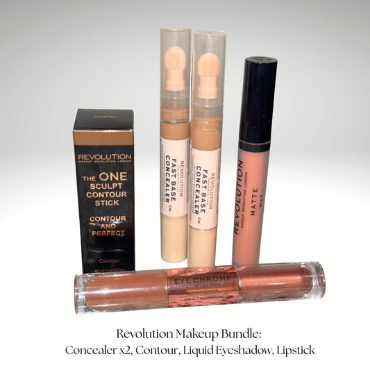 Revolution Makeup Bundle: Concealer, Contour, Eyeshadow, Lipstick - New