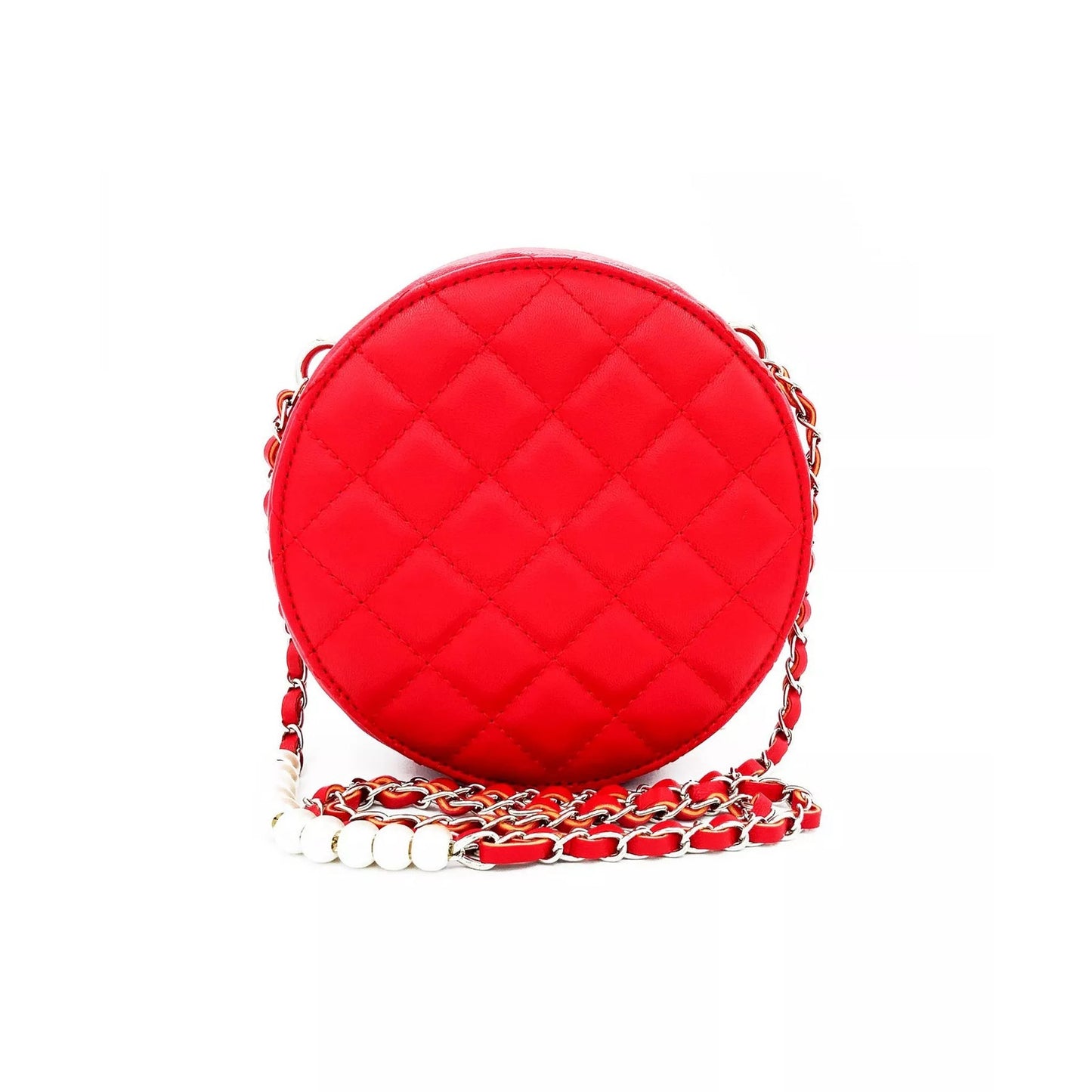 Badgley Mischka Diamond Round Shoulder Crossbody Purse in Coral