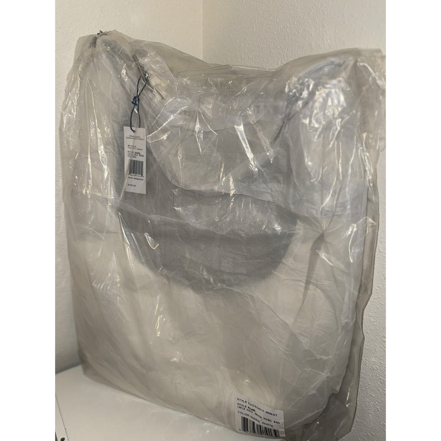 French Connection Layla Half Moon Hobo Bag - White - NWT