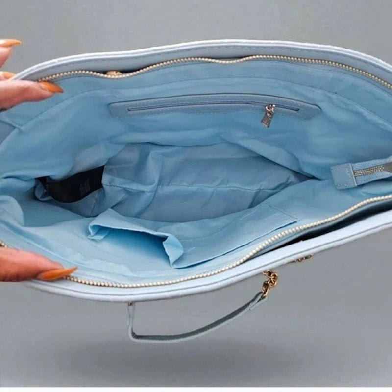 Badgley Mischka Tiffany Blue Tote with Gold Accents