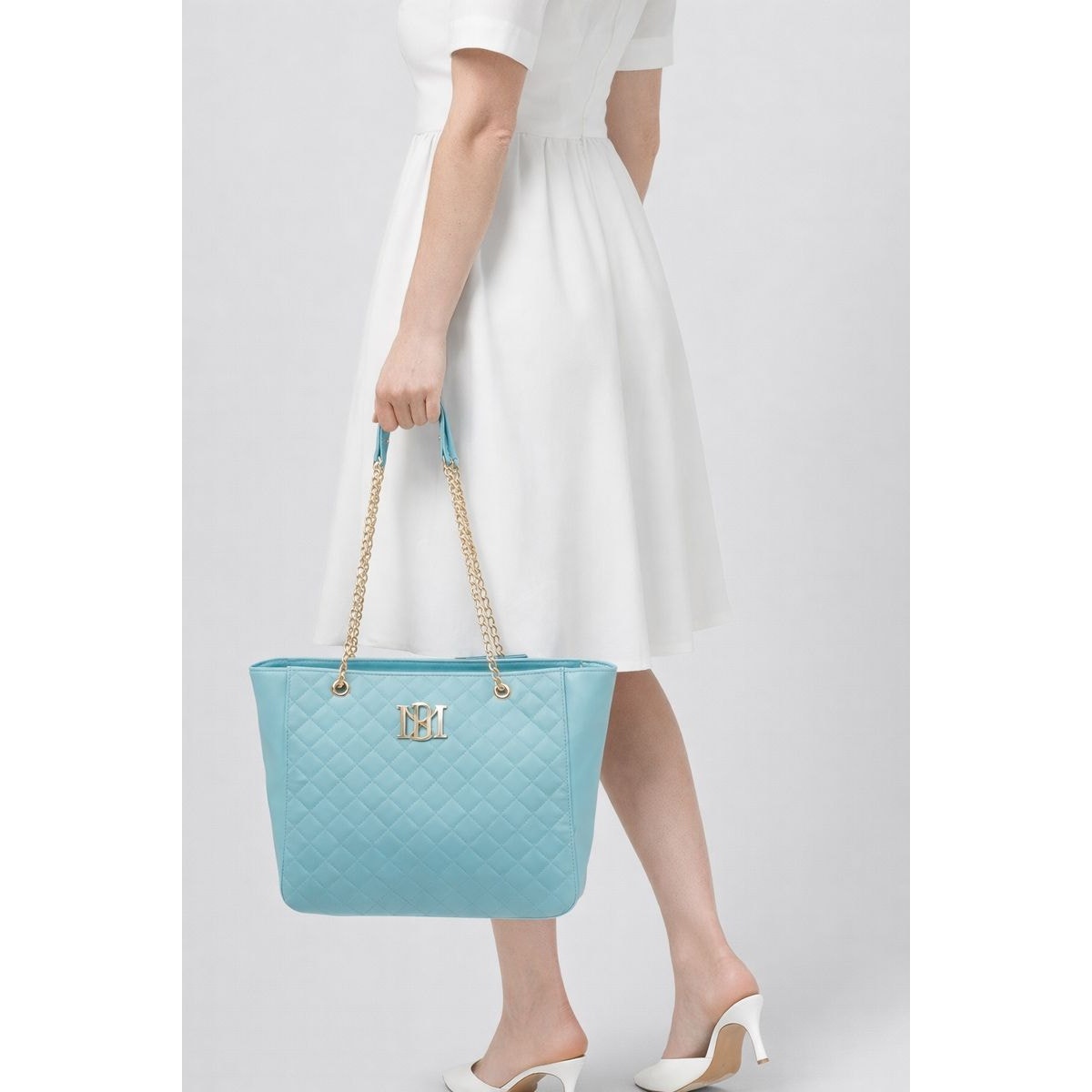 Badgley Mischka Tiffany Blue Tote with Gold Accents