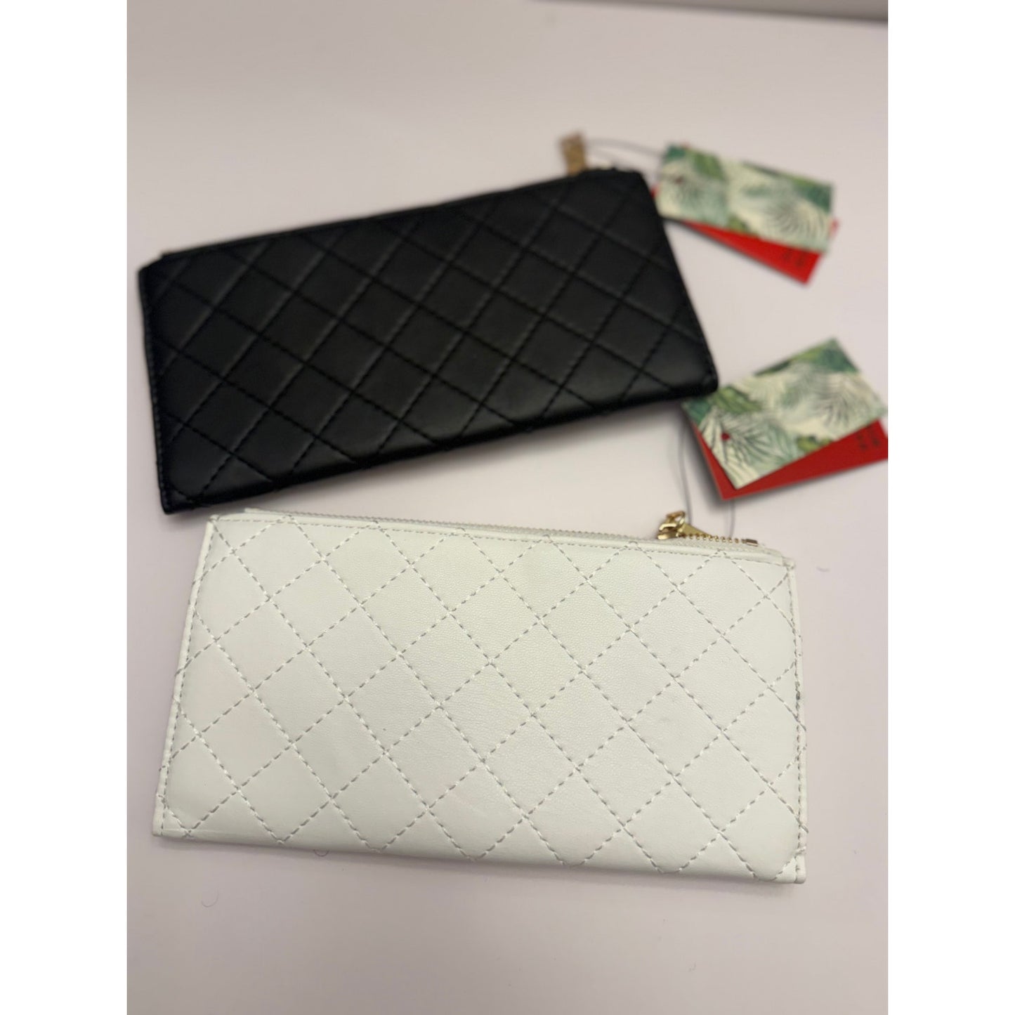 NWT 2 Badgley Mischa Quilted Card Wallets - White and Black