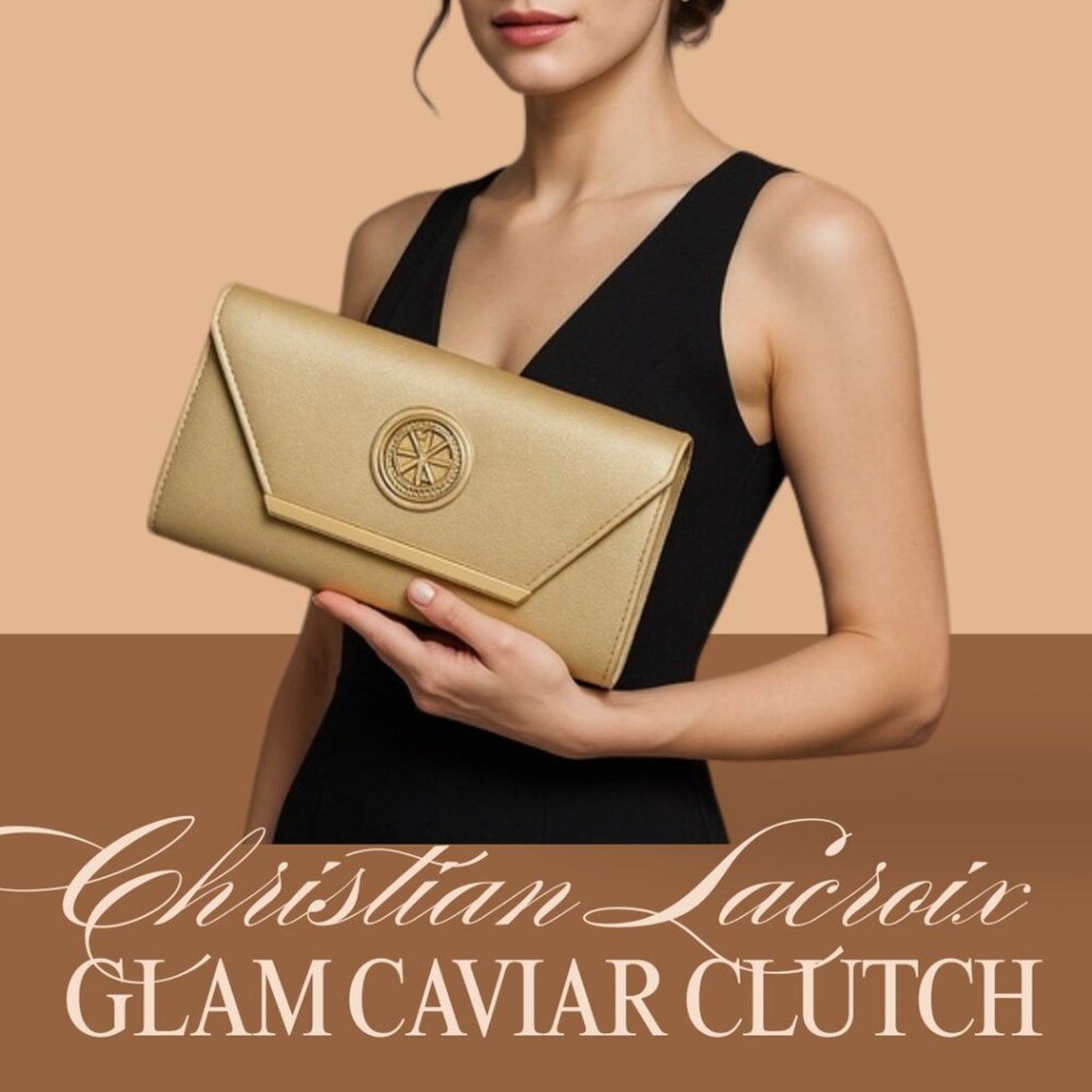 CXL by Christian Lacroix Glam Caviar Clutch – Gold