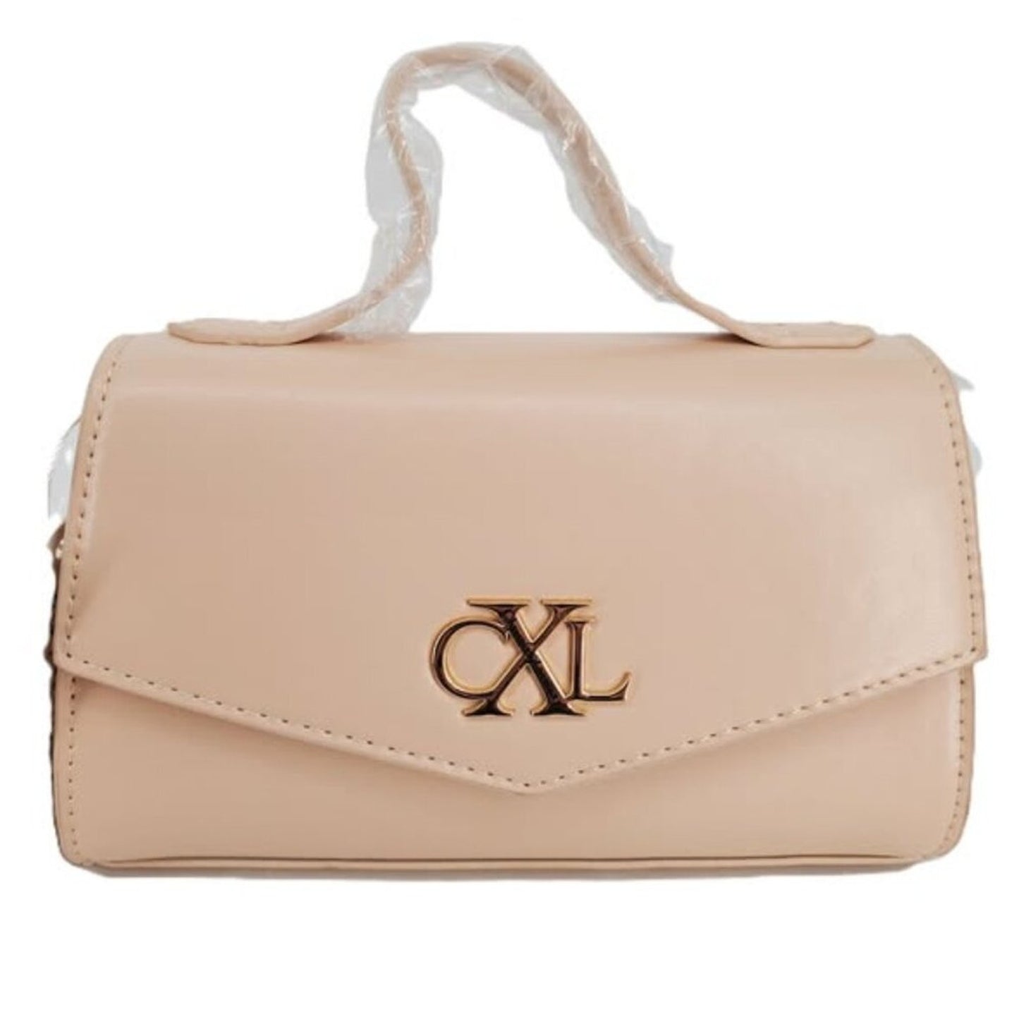 Christian Lacroix Laine Matte Patent Top Handle Crossbody Panna Cotta Beige