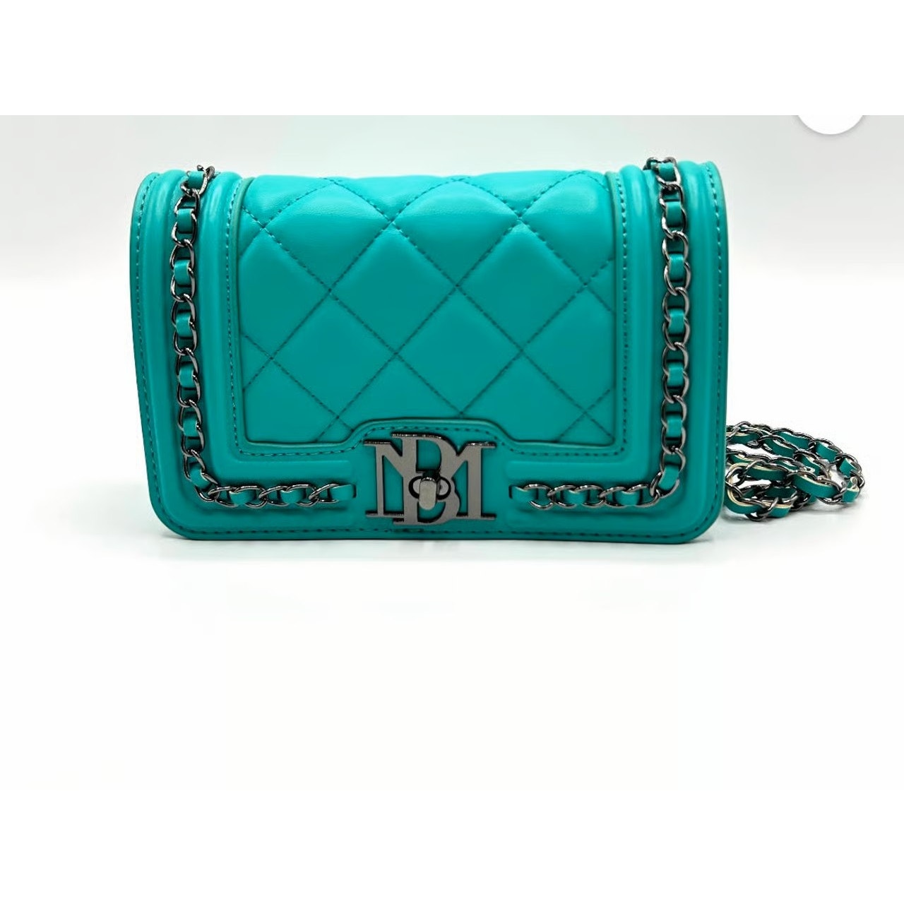 Badgley Mischka Green Crossbody Purse w/ Lock and Silver Chain - NWT