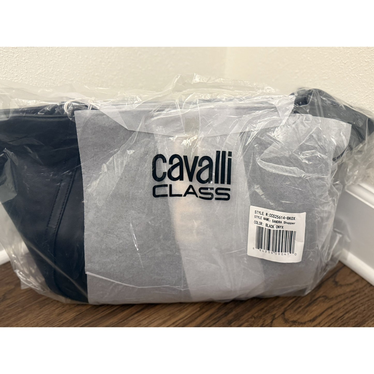 Cavalli Class "Sandra Shopper" Black Tote with Gold Accents - NWT