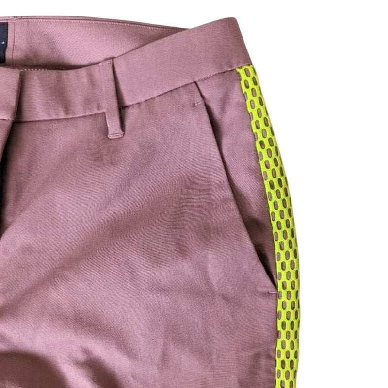 New WILDFANG Empower Colorblock Slim Crop Pant Rose Brown/Neon Green - Size 4