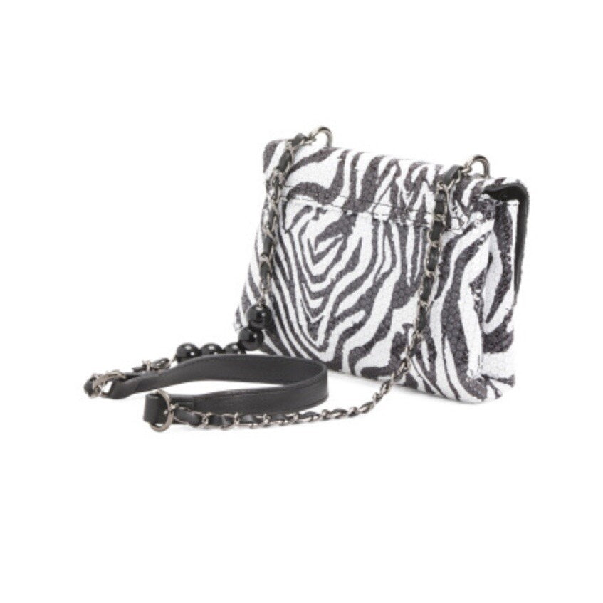 Badgley Mischka Sequin Zebra Print Crossbody Purse - NWT