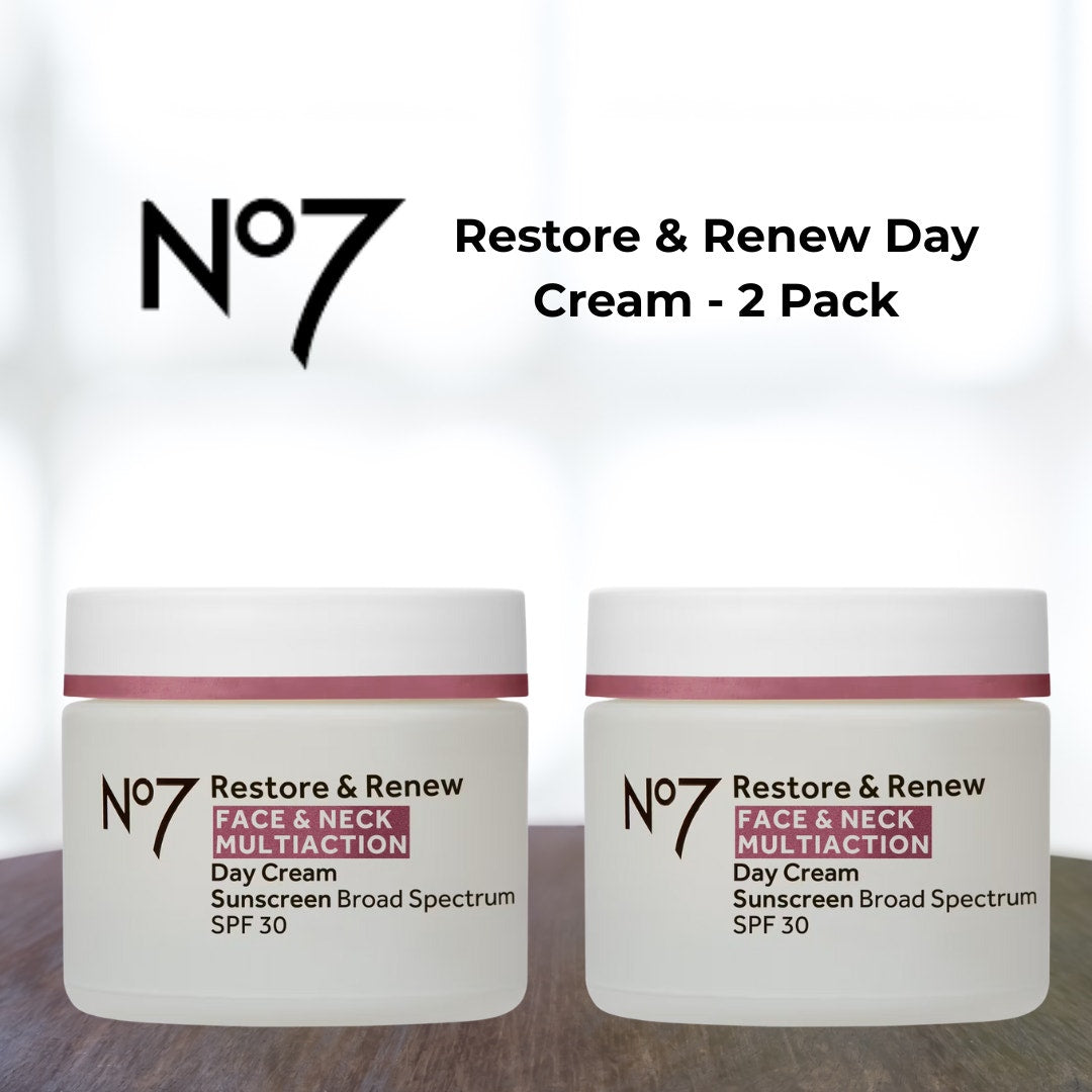 No7 Restore & Renew Face & Neck Multi Action Day Cream SPF 30 - 2 pack (50ml ea)